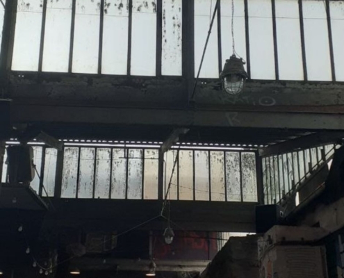 Ehemalige Feinkostfabrik Leipzig, heute Feinkostgelände mit Geschäften und einem Freiluftkino-/theater